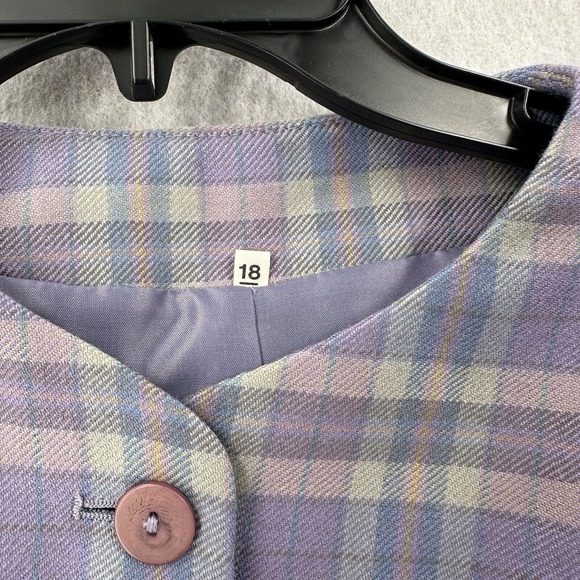 NWT Dunedin Wool Skirt Suit Size 10 Lavendar Purple Plaid Woolmark Midi READ - Picture 5 of 16